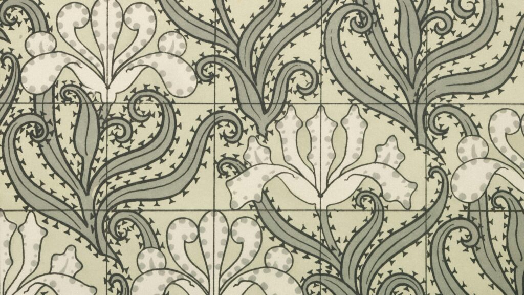 Vintage Art Nouveau Floral Pattern Elegant Botanical Desktop Wallpaper