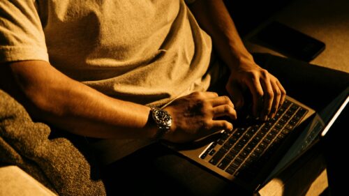 Luxury Business Lifestyle with Laptop and Watch Desktop Wallpaper