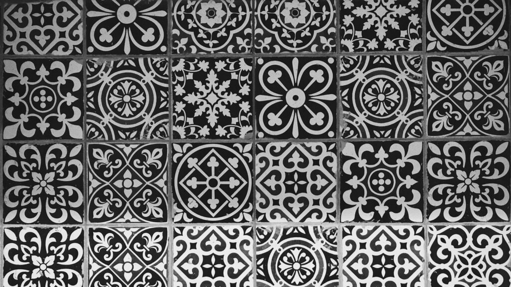 Monochrome Geometric Tile Pattern Artistic Desktop Wallpaper