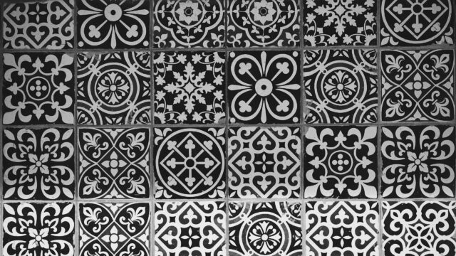 Monochrome Geometric Tile Pattern Artistic Desktop Wallpaper