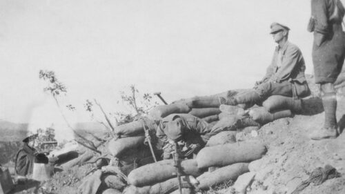 Historical Soldiers in WWI Trench Combat 4K Desktop Wallpaper
