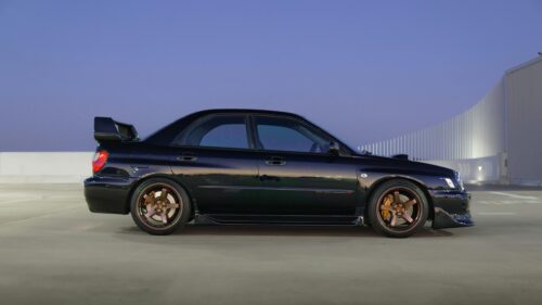 Stanced Black Subaru Impreza WRX STI JDM Sports Car 4K Wallpaper