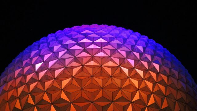 Stunning Epcot Spaceship Earth Dome at Night 4K Desktop Wallpaper