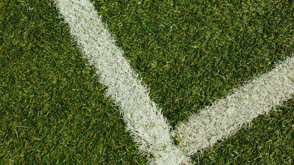 Abstract Green Soccer Pitch Lines Close Up Desktop Wallpaper