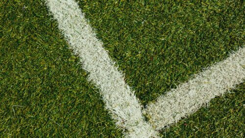 Abstract Green Soccer Pitch Lines Close Up Desktop Wallpaper