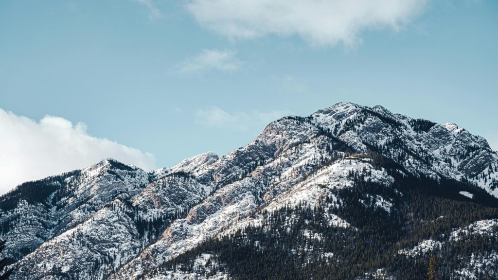 Snow-Covered Mountain Peak Winter Landscape Desktop Wallpaper