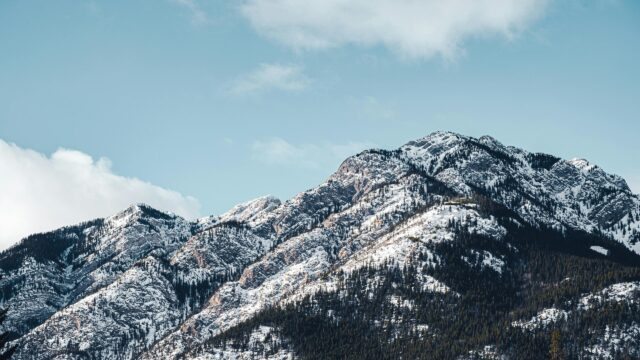 Snow-Covered Mountain Peak Winter Landscape Desktop Wallpaper