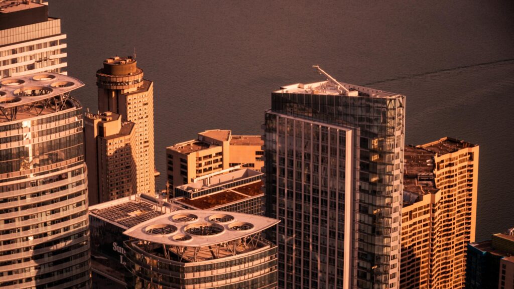 Golden Hour Urban Architecture Sunset Skyscraper Desktop Wallpaper