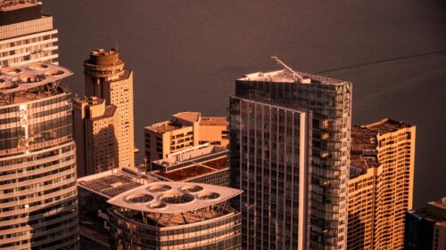 Golden Hour Urban Architecture Sunset Skyscraper Desktop Wallpaper
