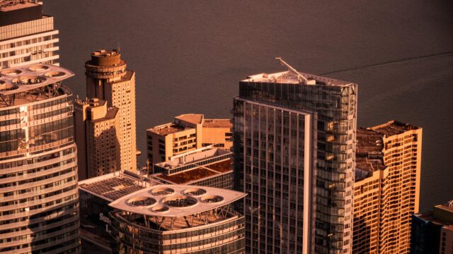 Golden Hour Urban Architecture Sunset Skyscraper Desktop Wallpaper