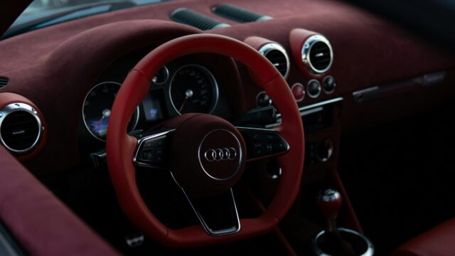 Luxurious Red Audi Interior Cockpit Sport Car 4K Wallpaper