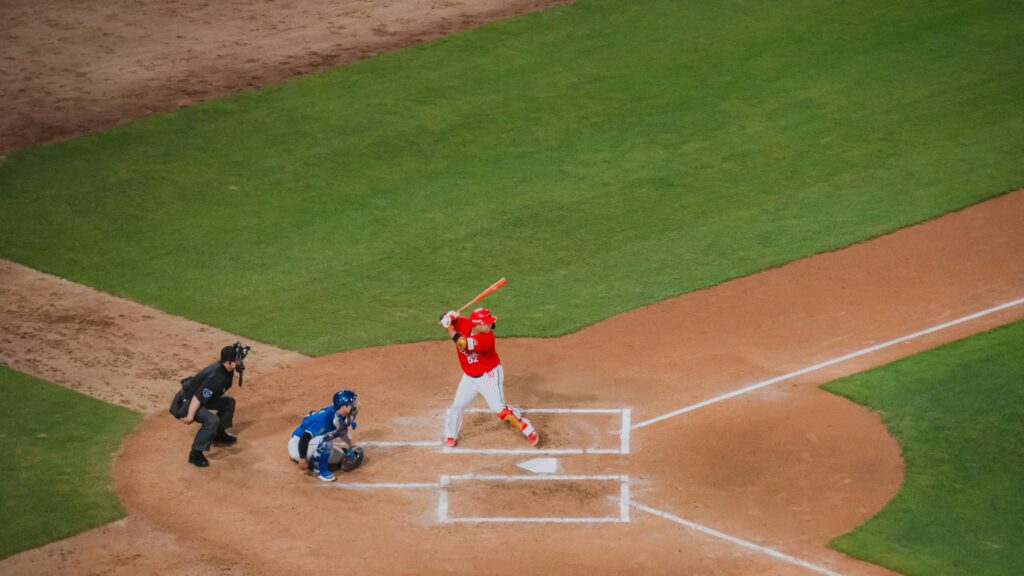 Baseball Batter at Home Plate High Angle View Desktop Wallpaper