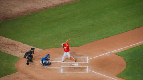 Baseball Batter at Home Plate High Angle View Desktop Wallpaper