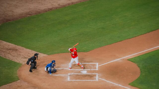 Baseball Batter at Home Plate High Angle View Desktop Wallpaper