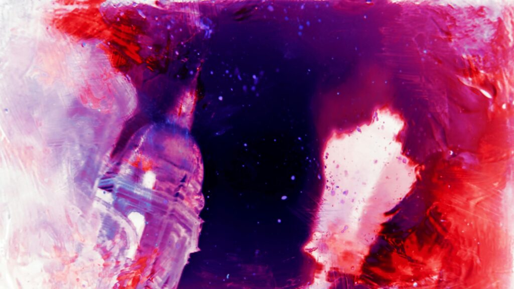 Abstract Cosmic Red and Deep Purple Fluid Art Desktop Wallpaper