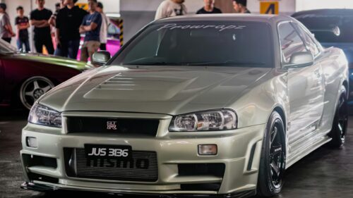 Silver Nissan Skyline GT-R R34 Car Aesthetic 4K Wallpaper
