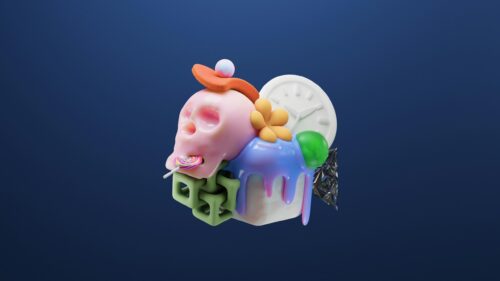 Surreal 3D Pink Skull Lollipop Art Abstract 4K Wallpaper