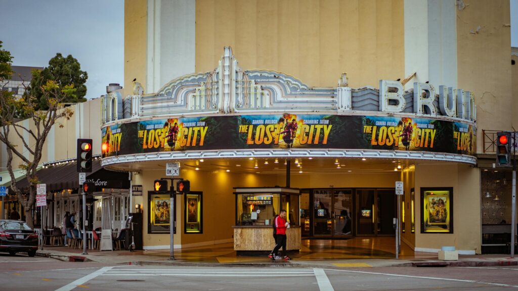 Bruin Theatre Entrance with The Lost City Movie Sign Desktop Wallpaper