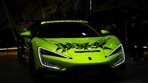 Neon Lime Yangwang U9 Electric Supercar Front View 4K Wallpaper