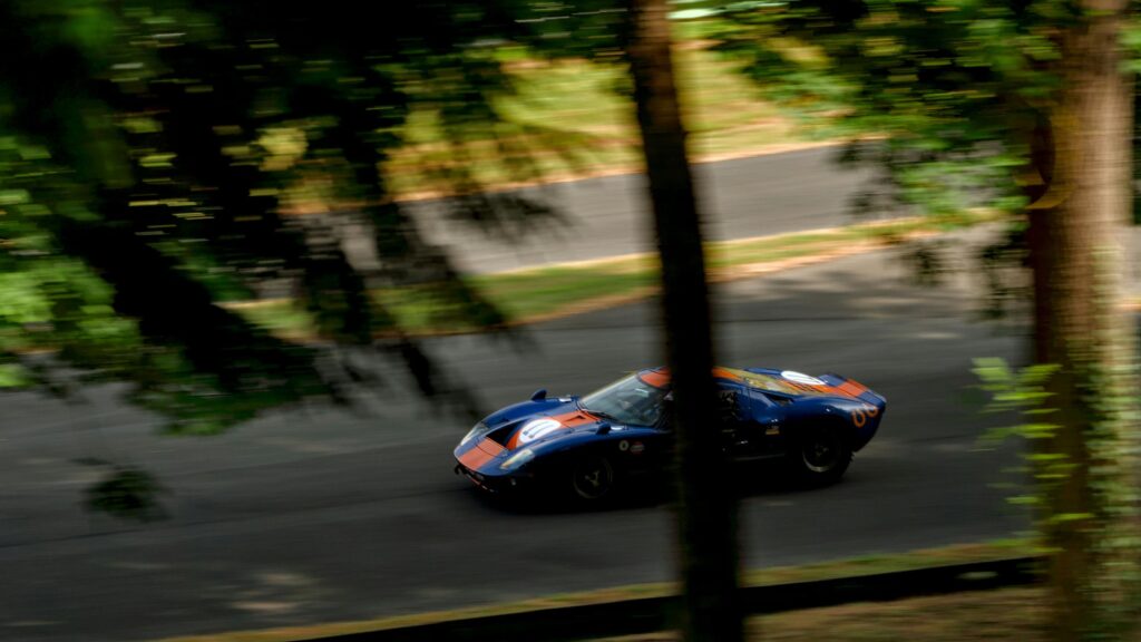 Ford GT40 Race Car Speeding on Track 4K Desktop Wallpaper