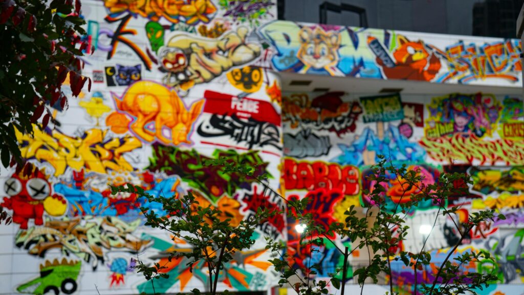 Vibrant Graffiti Street Art Collage Mural 4K Desktop Wallpaper