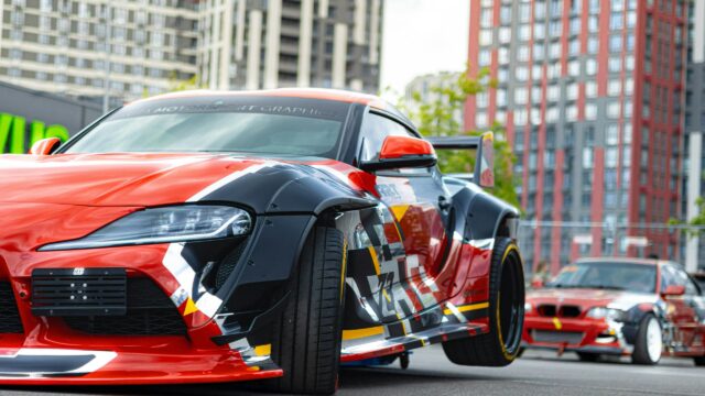 Aggressive Widebody Toyota Supra Drift Car 4K Desktop Wallpaper