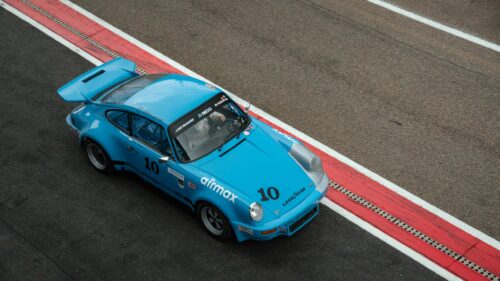 Classic Blue Porsche 911 Racing Car on Circuit Track 4K Wallpaper