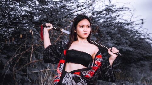 Stunning Samurai Girl with Katana Sword 4K Desktop Wallpaper