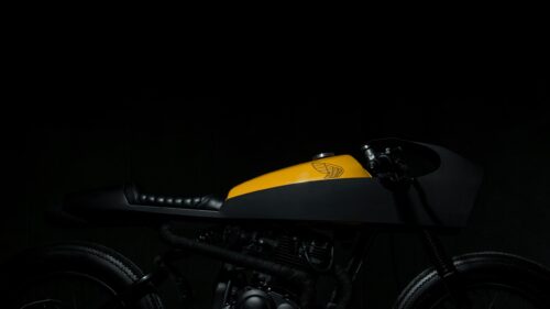 Minimalist Custom Honda Cafe Racer Yellow and Black 4K Wallpaper