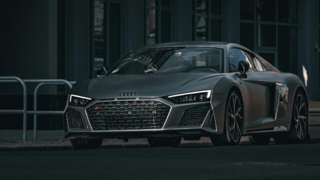 Sleek Matte Grey Audi R8 Performance Supercar 4K Wallpaper