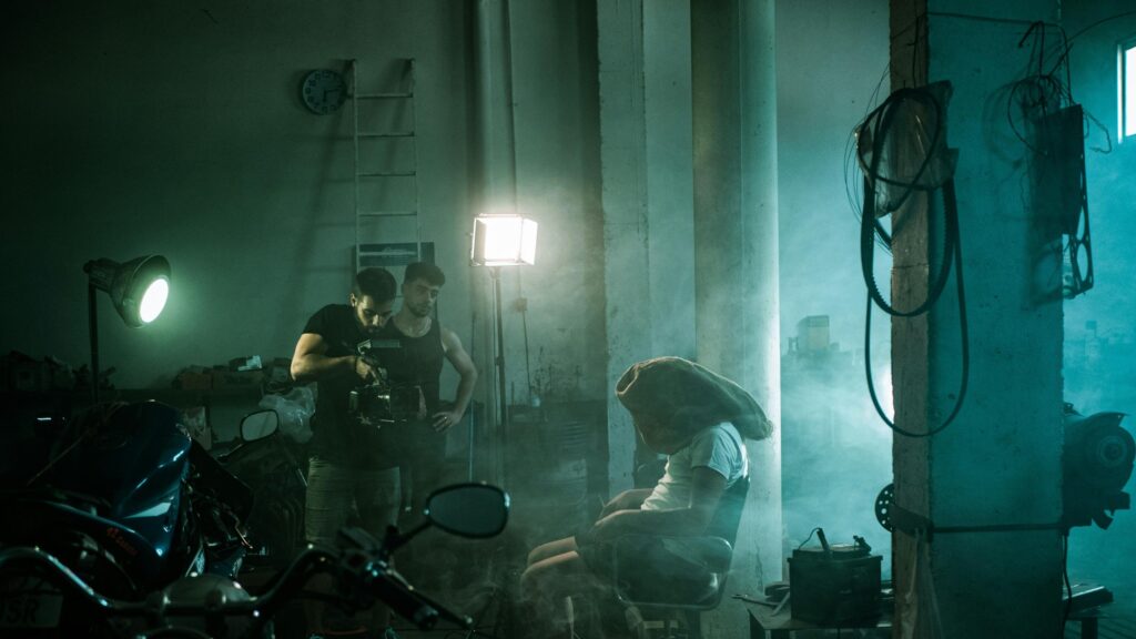 Cinematic Film Set Behind the Scenes in Gritty Workshop 4K Wallpaper