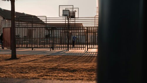 Golden Hour Basketball Court Sunset Silhouette PC Wallpaper