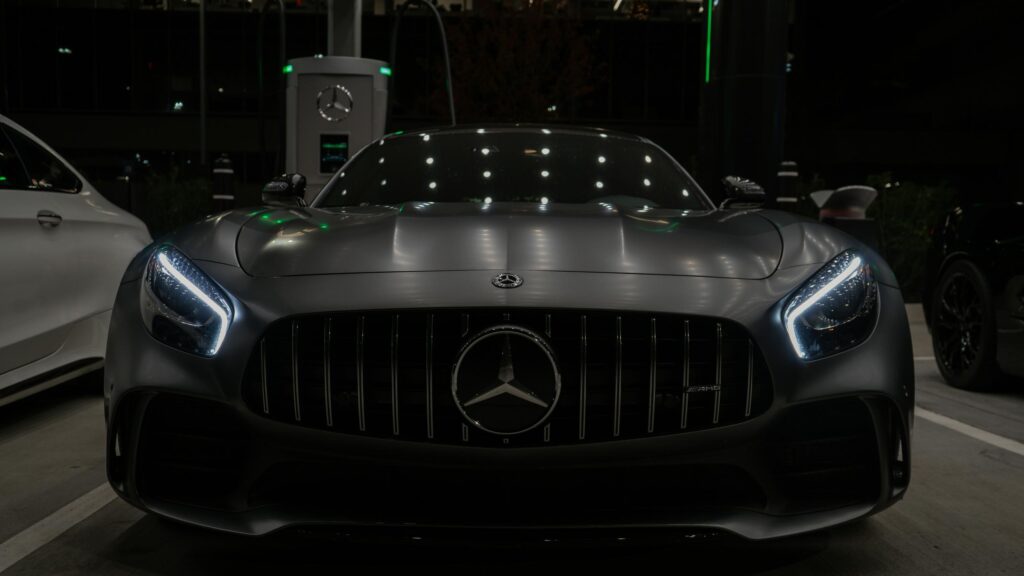 Matte Grey Mercedes-AMG GT Sport Car Front View 4K Wallpaper