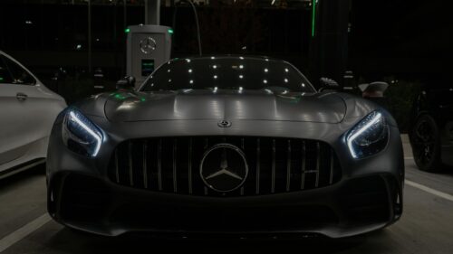 Matte Grey Mercedes-AMG GT Sport Car Front View 4K Wallpaper