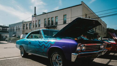 Stunning Purple and Blue Custom Chevy Chevelle Muscle Car Desktop Wallpaper