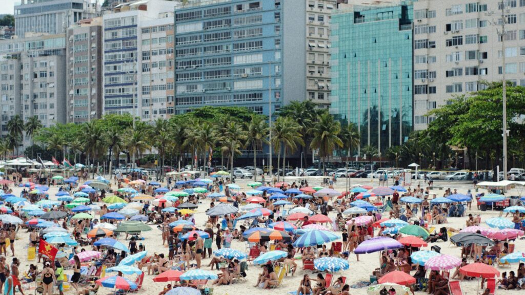Copacabana Beach Summer Crowd in Rio de Janeiro 4K Desktop Wallpaper