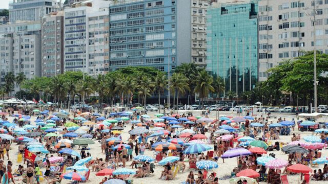 Copacabana Beach Summer Crowd in Rio de Janeiro 4K Desktop Wallpaper