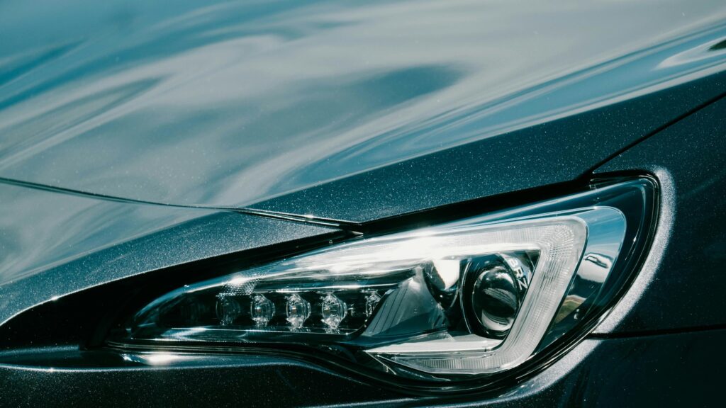 Close-up of Subaru BRZ Sport Car LED Headlight 4K Wallpaper