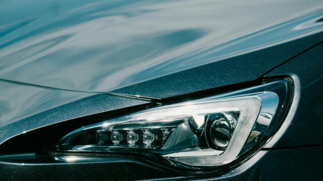 Close-up of Subaru BRZ Sport Car LED Headlight 4K Wallpaper