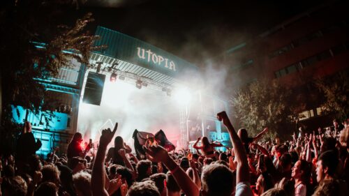 Utopia Music Festival Night Crowd Energy 4K Wallpaper