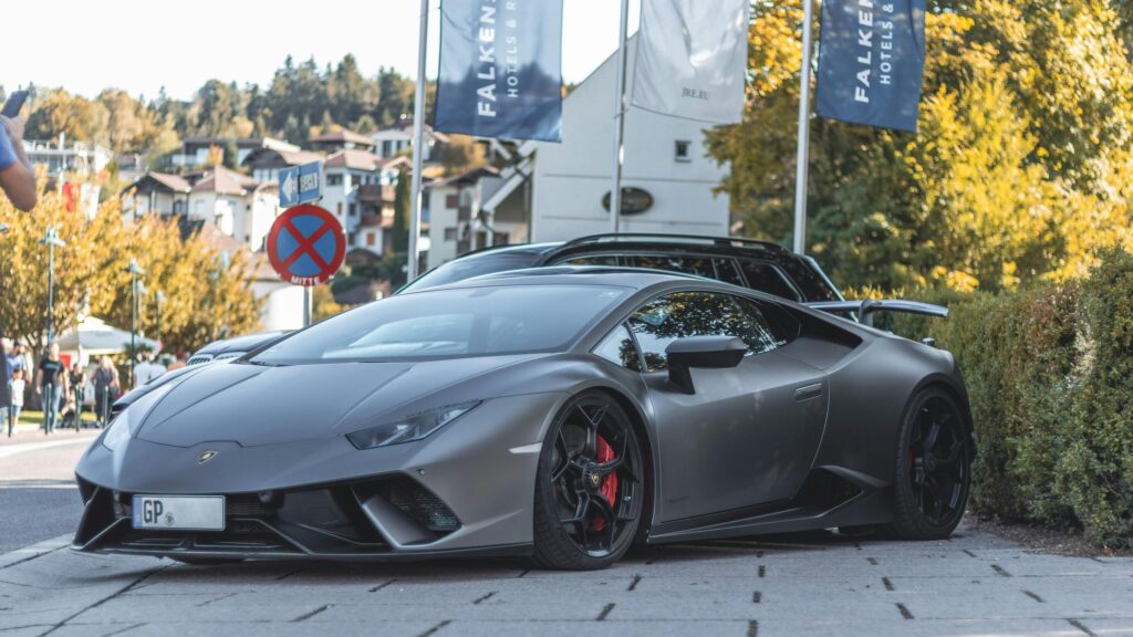 Matte Grey Lamborghini Huracan Performante Sports Car 4K Wallpaper