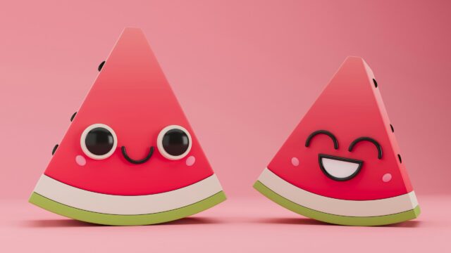 Cute Kawaii Watermelon Slices Friends 4K Desktop Wallpaper