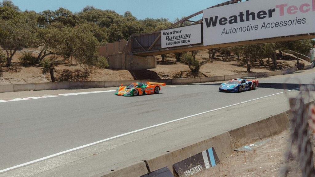 Mazda 787B and Porsche 911 GT1 Racing at Laguna Seca Desktop Wallpaper
