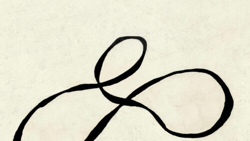 Minimalist Black Abstract Line Art on Cream Background 4K Wallpaper