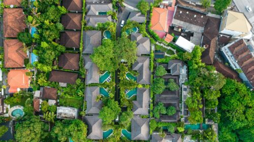 Tropical Luxury Villa Resort Aerial View 4K Desktop Wallpaper