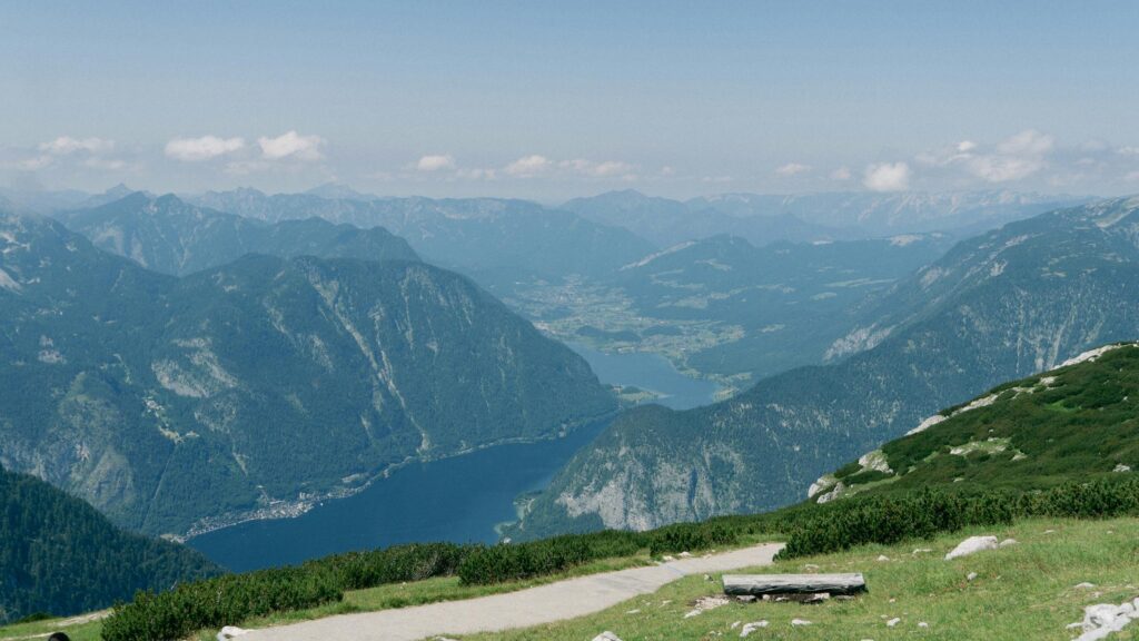Stunning Austrian Alps Lake View from Mountain Peak 4K Wallpaper
