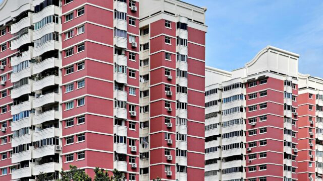 Modern Pink HDB Apartment Exterior Building 4K Desktop Wallpaper