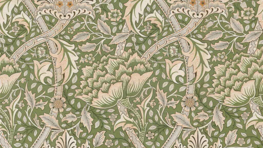 Vintage Floral William Morris Style Green Botanical Pattern 4K Wallpaper