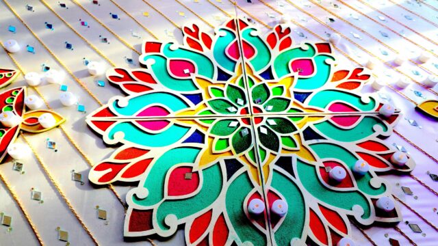 Vibrant Colorful Rangoli Mandala Art Pattern 4K Wallpaper