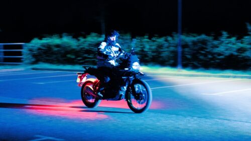 Night Ride Motorcycle Speeding on Asphalt Road Desktop Wallpaper
